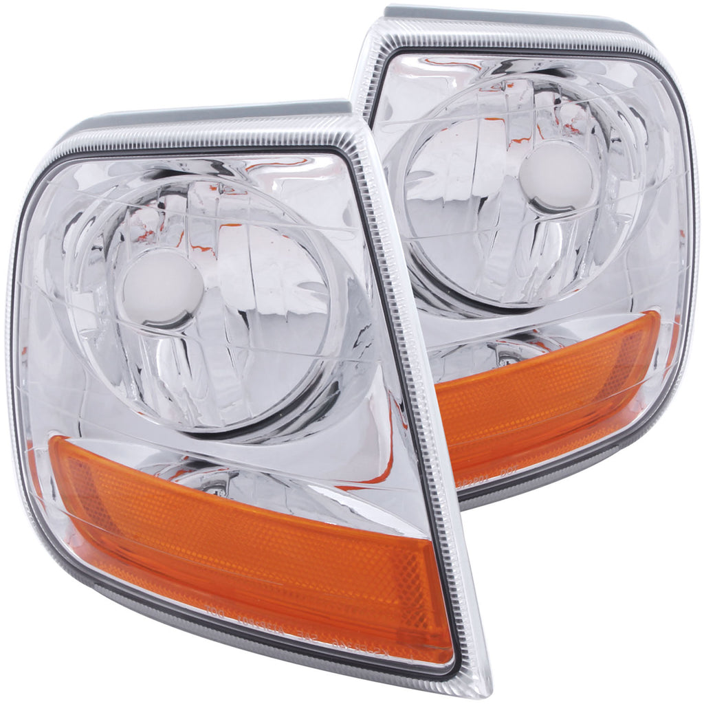 ANZO USA-521026 | Cornering Light Assembly; Euro; Clear Lens; Chrome Housing; Amber Reflector; Harley Davidson Style;Pair
