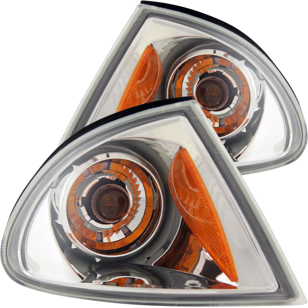 ANZO USA-521027 | Cornering Light Assembly; Euro; Clear Lens; Chrome Housing; Amber Reflector;Pair