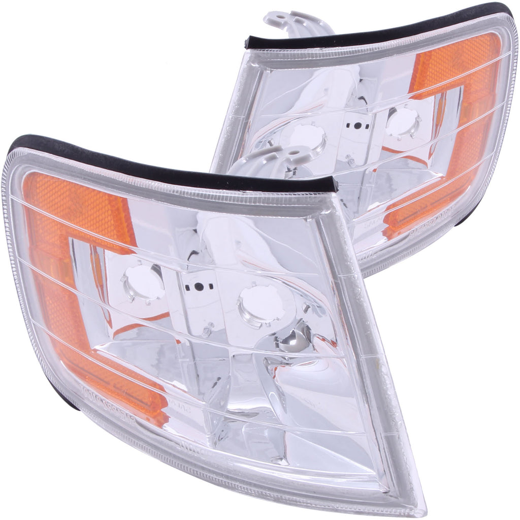 ANZO USA-521028 | Cornering Light Assembly; Euro; Clear Lens; Chrome Housing; Amber Reflector;Pair