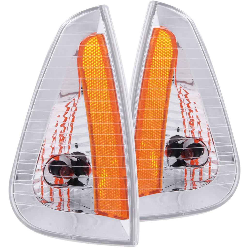 ANZO USA-521034 | Cornering Light Assembly; Euro; Clear Lens; Chrome Housing; Amber Reflector;Pair