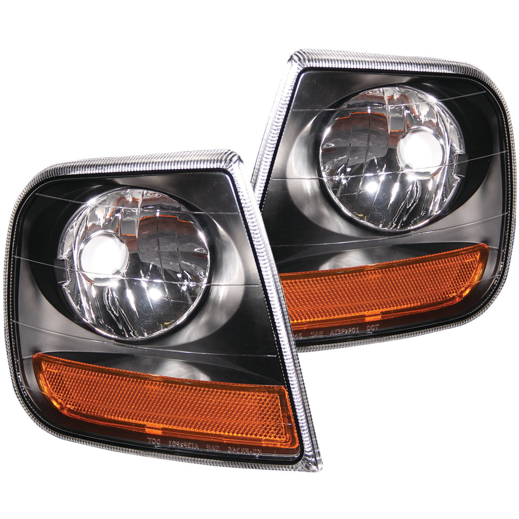 ANZO USA-521040 | Cornering Light Assembly; Euro; Clear Lens; Black Housing; Amber Reflector; Harley Davidson Style;Pair