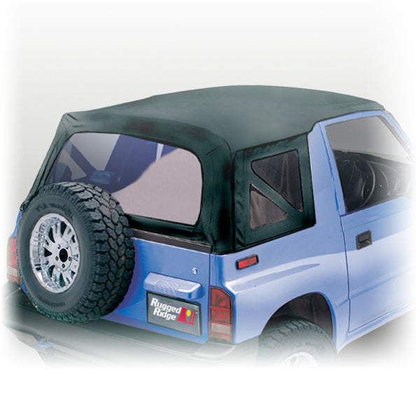 Rugged Ridge 53702.15 | Soft Top, Black Denim, Clear Windows; 88-94 Suzuki Sidekicks