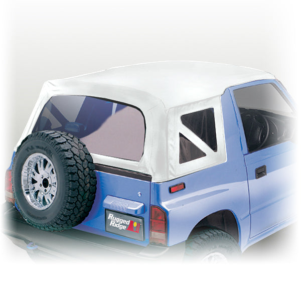 Rugged Ridge 53702.52 | Soft Top, White Denim, Clear Windows; 88-94 Suzuki Sidekicks