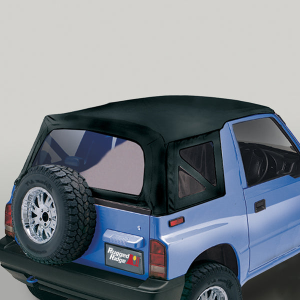 Soft Top Black Denim Clear Windows; 95-98 Suzuki Sidekicks