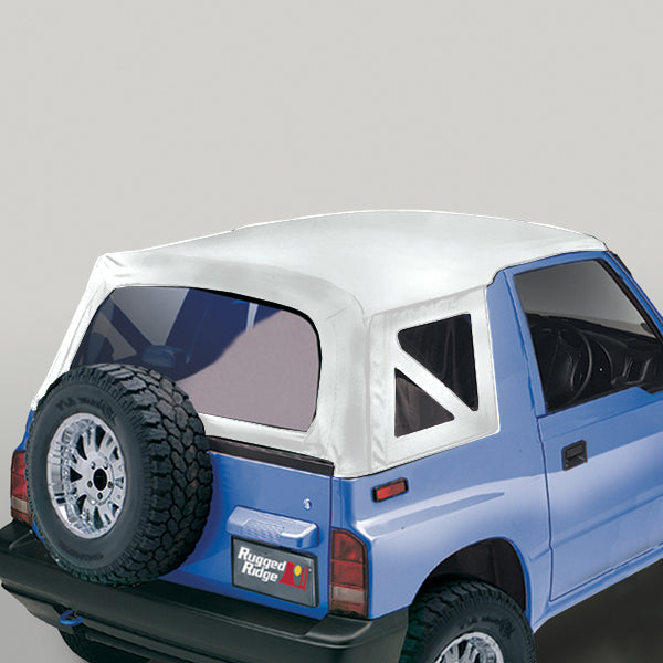Soft Top White Denim Clear Windows; 95-98 Suzuki Sidekicks