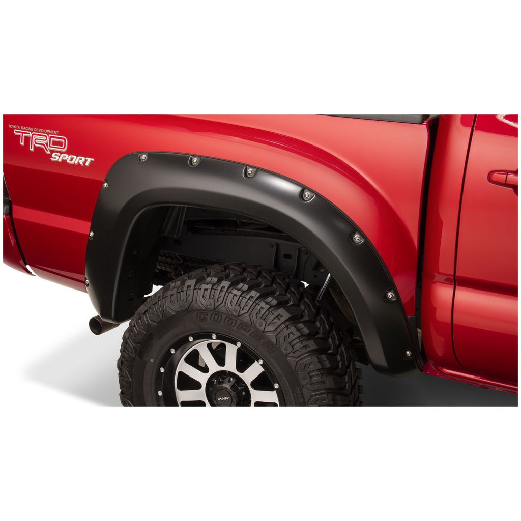 Bushwacker 31080-02 Black Pocket/Rivet Style Smooth Finish Rear Fender Flares for 2012-2015 Toyota Tacoma