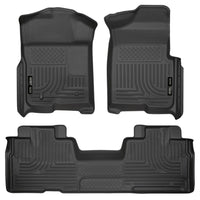 Husky Liners 98341 | Husky Liners Front & 2nd Seat Floor Liners (Footwell Coverage), Fits 09-14 F150 SUPERCAB WEATHERBEATER FRONT/2ND SEAT FLOOR LINERS BLACK