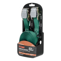 15' Dark Green Cargo Straps with S-Hooks (300 lbs 2-Pack)