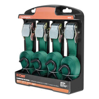 16' Dark Green Cargo Straps with S-Hooks (300 lbs 4-Pack)