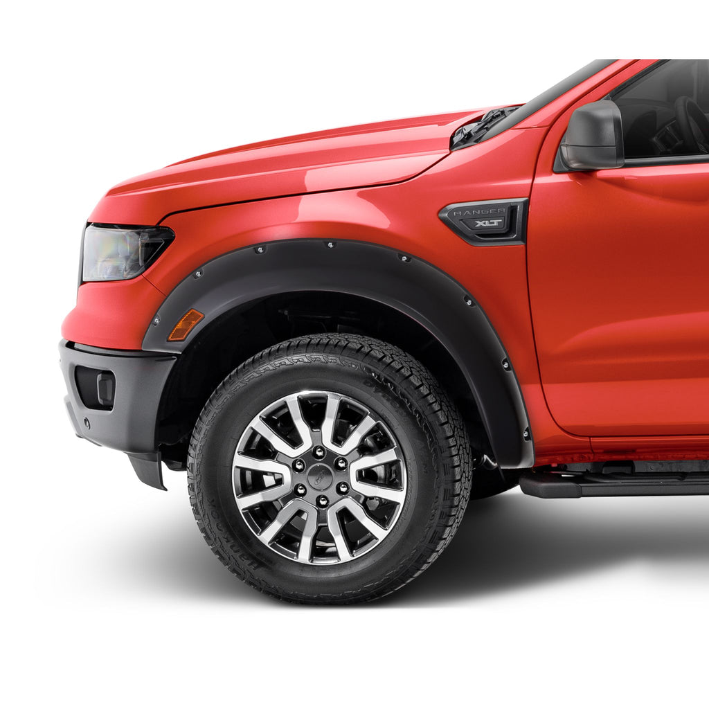 Bushwacker 20119-02 Black Pocket/Rivet Style Smooth Finish Front Fender Flares for 2019-2022 Ford Ranger