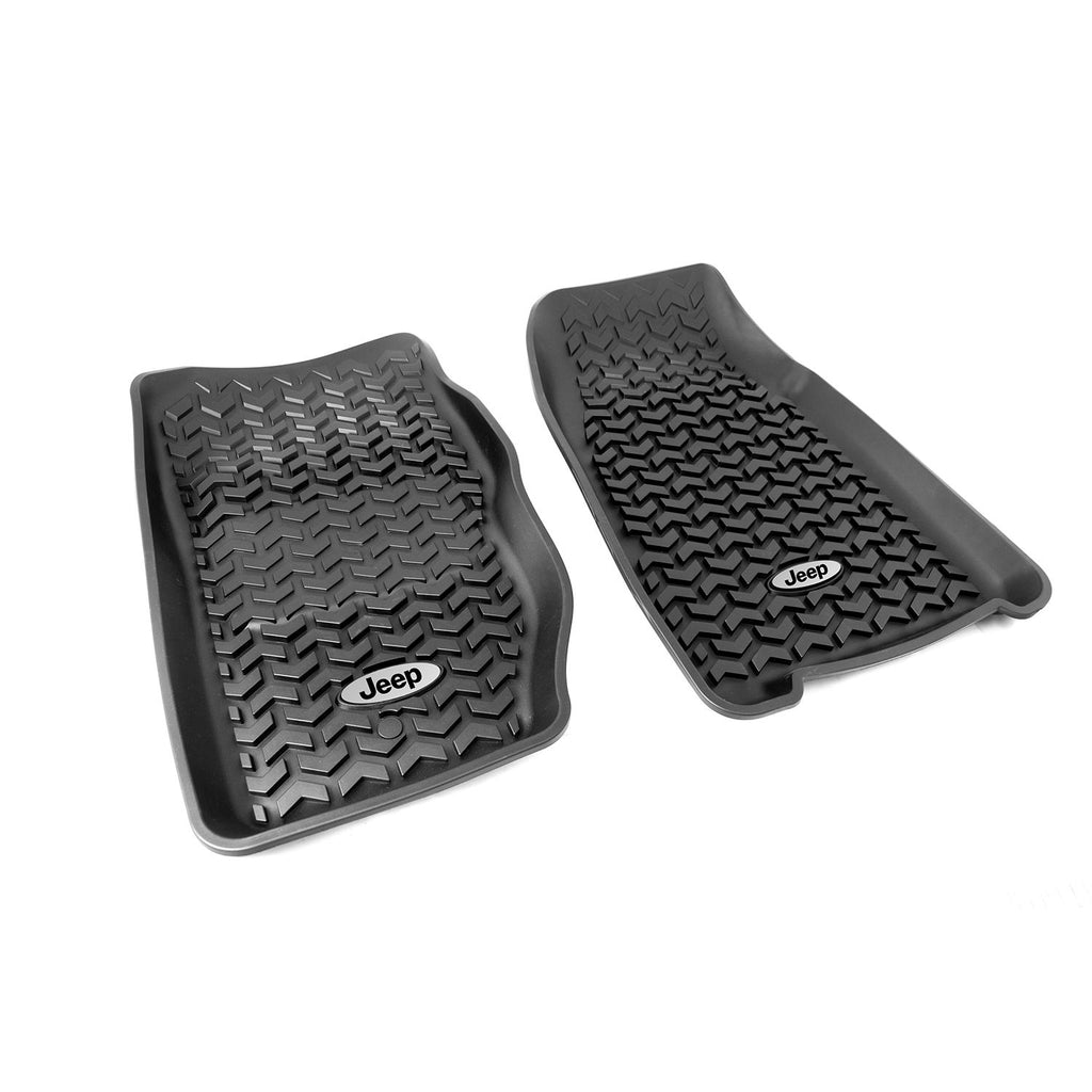 Rugged Ridge DMC-12920.25 | Floor Liners, Front, Black, Jeep Logo; 84-01 Jeep Cherokee XJ