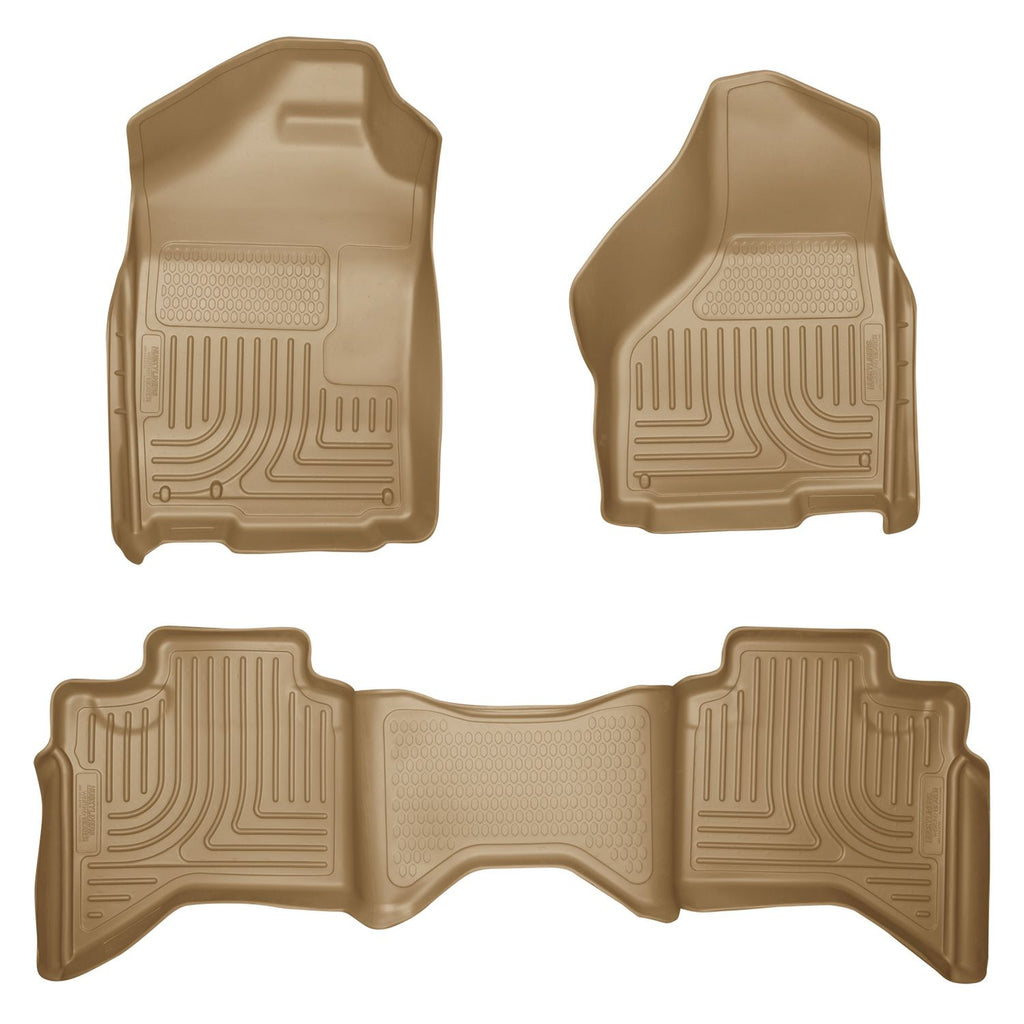 Husky Liners 98033 | Husky Liners Front & 2nd Seat Floor Liners; Front & 2nd Seat Floor Liners, Fits 02-08 RAM 1500 QUAD/03-09 RAM 2500/3500 QUAD CAB WEATHERBEATERS FRONT & 2ND SEAT FLOOR LINERS TAN
