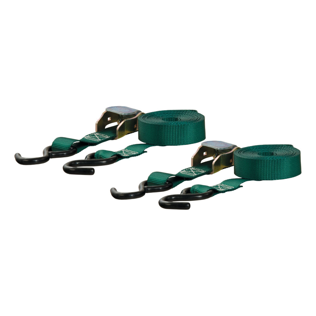 15' Dark Green Cargo Straps with S-Hooks (300 lbs 2-Pack)