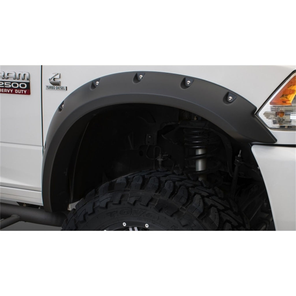 Bushwacker 50921-02 Black Max Coverage Pocket/Rivet Style Smooth Finish 4-Piece Fender Flare Set for 2010-2018 Dodge Ram 2500 3500 (Includes Dually)