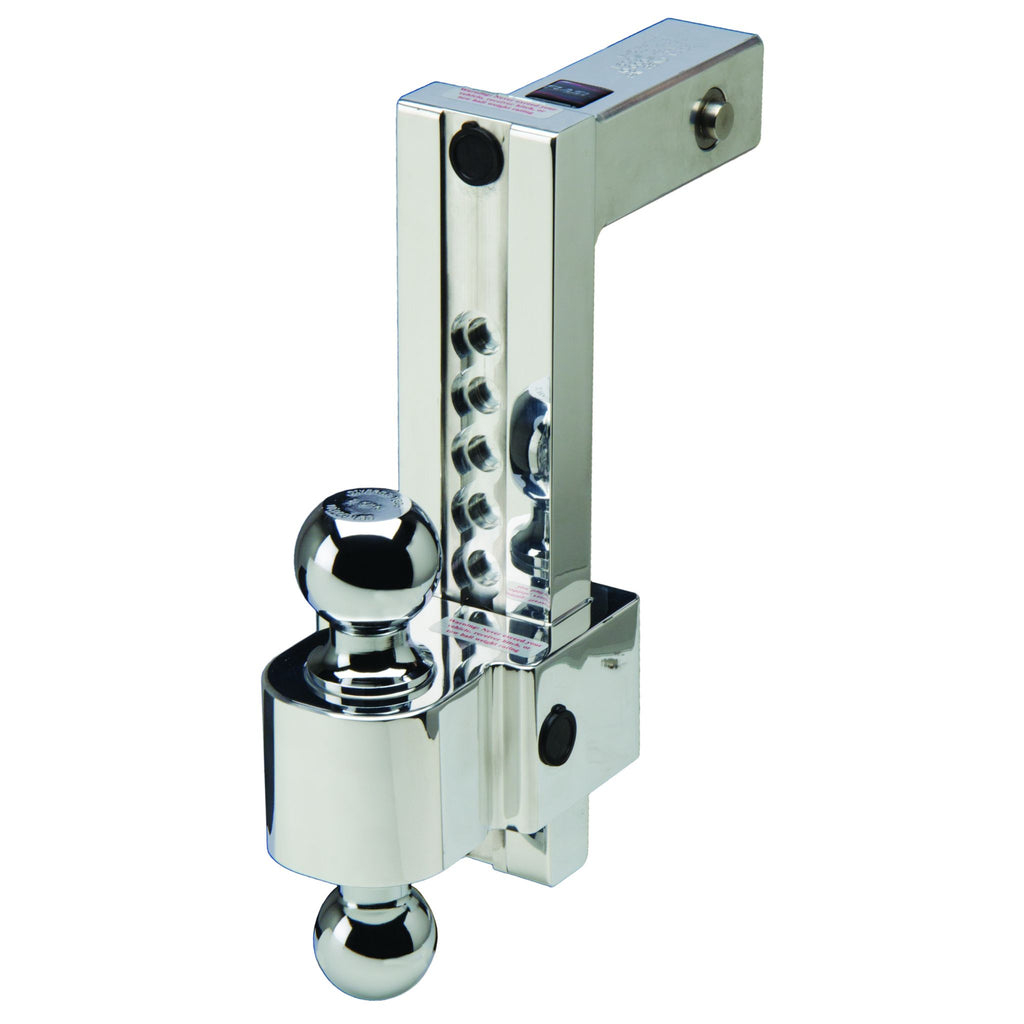 Flash ALBM adj alum ball mount, built-in locks, 10'' drop, 2'' & 2-5/16'' stnls
