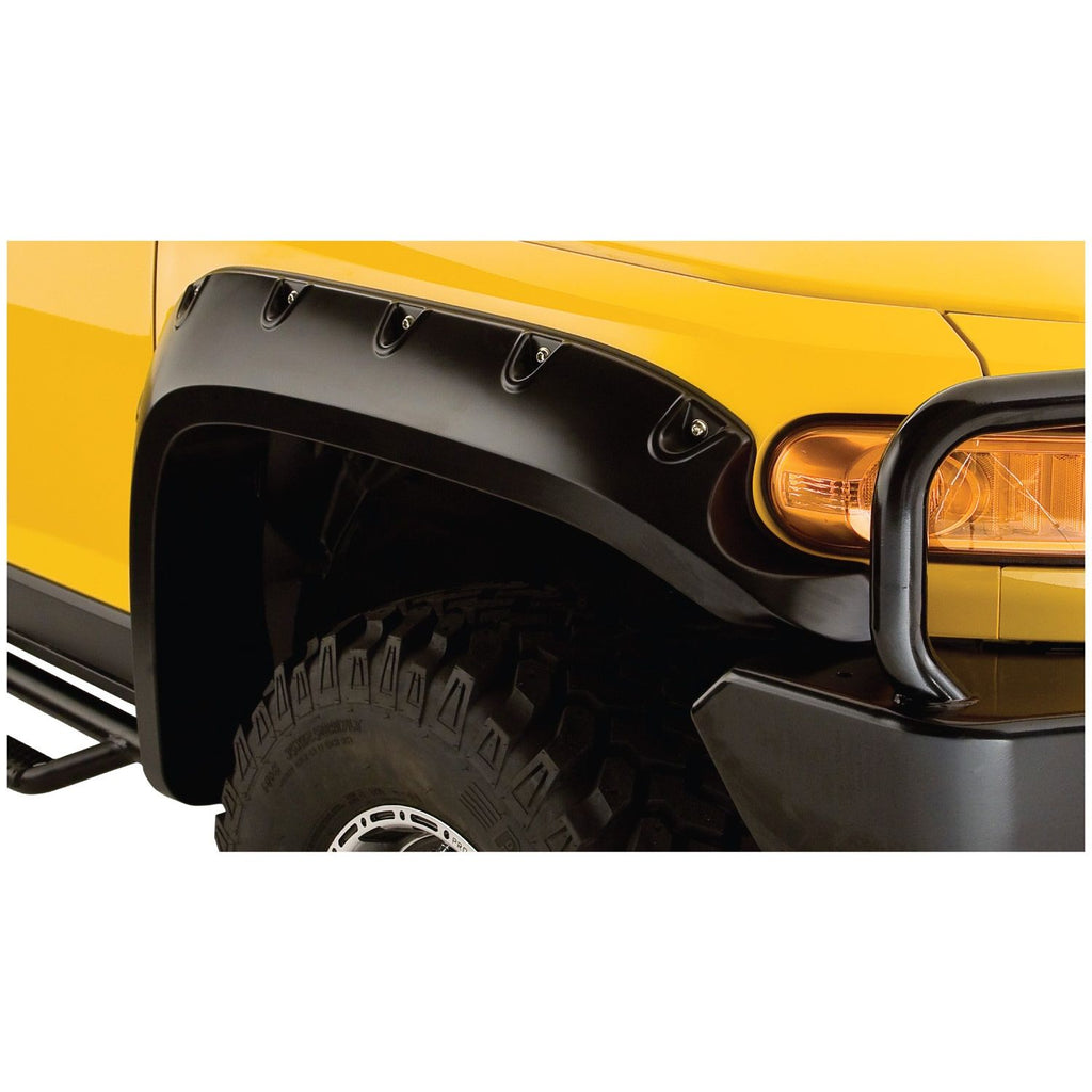 Bushwacker 31063-02 Black Pocket/Rivet Style Smooth Finish Front Fender Flares for 2007-2014 Toyota FJ Cruiser