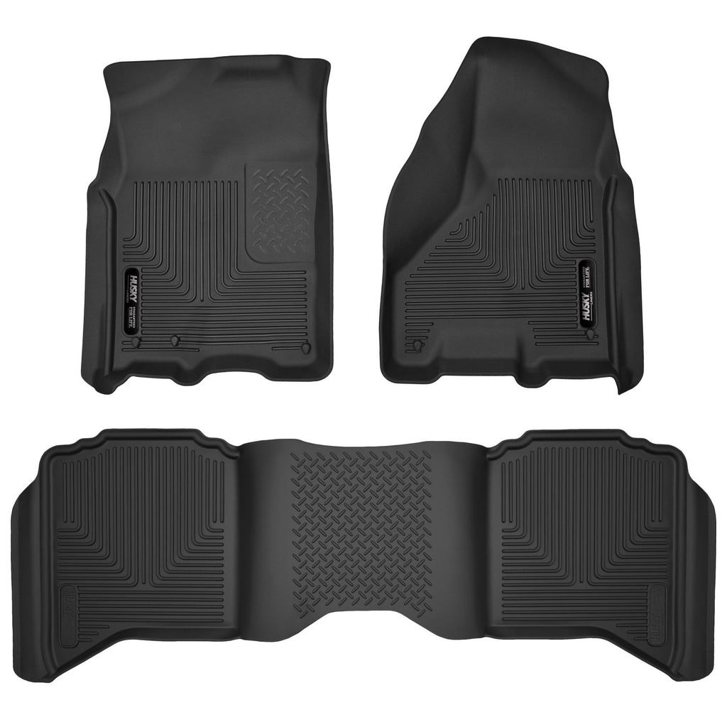 Husky Liners 53608 | Husky Liners Front & 2nd Seat Floor Liners, Fits 09-18 RAM 1500 CREW CAB/10-18 RAM 2500/3500 FRONT/2ND SEAT FLOOR LINERS X-ACT CO