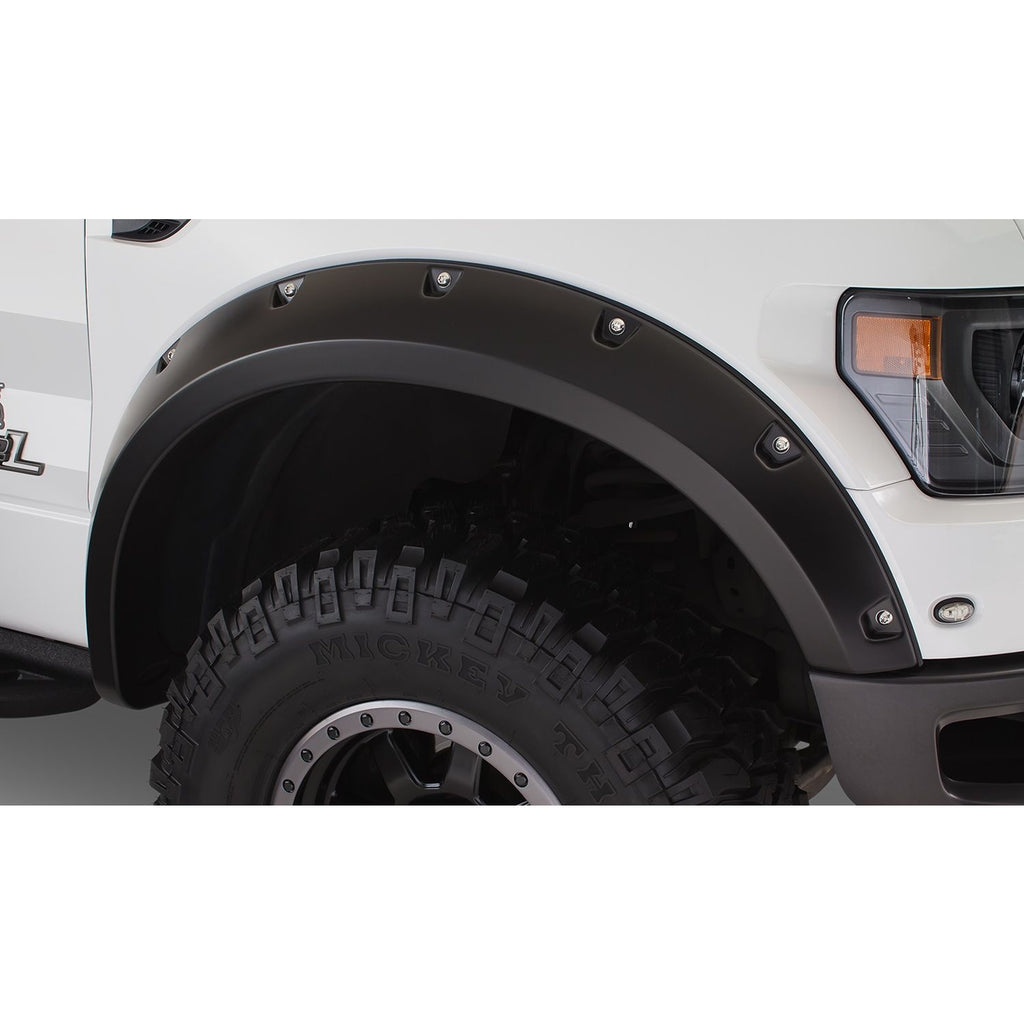 Bushwacker 20097-02 Black Pocket/Rivet Style Smooth Finish Front Fender Flares for 2010-2014 Ford Raptor