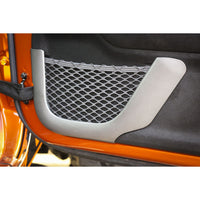 Rugged Ridge 11152.21 | Door Net Trim, Front Row, Brushed Silver; 11-16 Jeep Wrangler JK