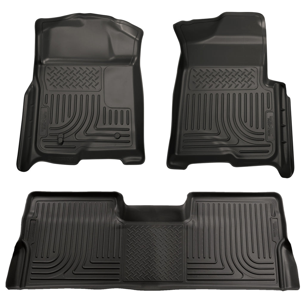 Husky Liners 98391 | Husky Liners Front & 2nd Seat Floor Liners (Footwell Coverage), Fits 08-10 FORD SD SUPER CAB W/O MANUAL 4X4 TRANSFER CASE WEATHERBEATER FRONT/2ND SEAT FLR LNR 3PC BLACK