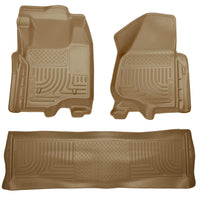 Husky Liners 98713 | Husky Liners Front & 2nd Seat Floor Liners (Footwell Coverage), Fits 11-12 F250/F350/F450 FORD HD SUPER DUTY CREW CAB W/O MANUAL TRANSFER CASE FRONT/2ND SEAT LINERS TAN