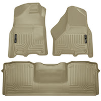 Husky Liners 99043 | Husky Liners Front & 2nd Seat Floor Liners, Fits 10-15 RAM 2500/3500 MEGA CAB WEATHERBEATER FRONT/2ND SEAT FLOOR LINERS W/1 OR 2 HOOKS TAN