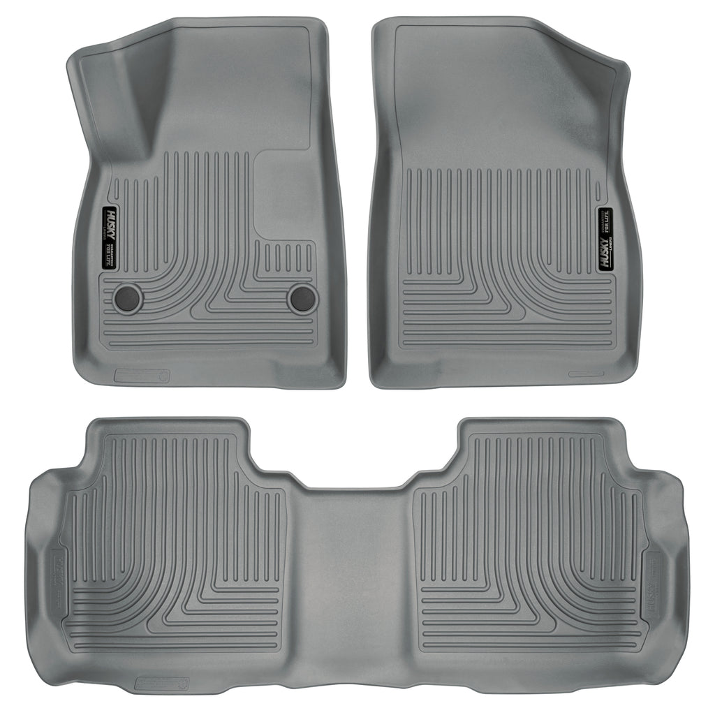 Husky Liners 99142 | Husky Liners Front & 2nd Seat Floor Liners; Front & 2nd Seat Floor Liners, Fits 17-C ACADIA/XT5 2ND ROW BUCKETS(INC 60/40 SPLIT BENCH)WEATHERBEATER SERIES GREY