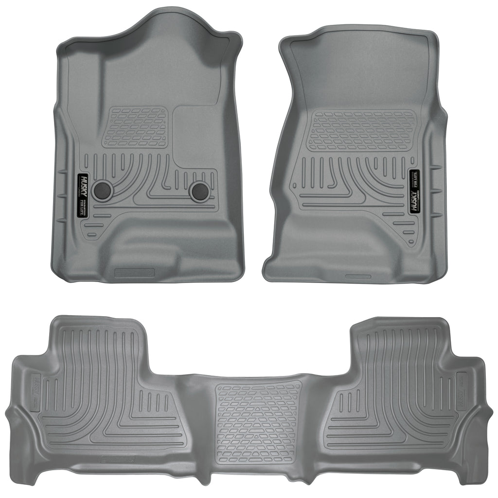 Husky Liners 99202 | Husky Liners Front & 2nd Seat Floor Liners, Fits 15-C TAHOE/YUKON FRONT & 2ND SEAT FLOOR LINERS WEATHERBEATER SERIES GREY