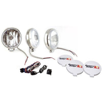 Rugged Ridge 15208.68 | 6 Inch Halogen Fog Light Kit, Slim Stainless Steel Housings, Set of 3