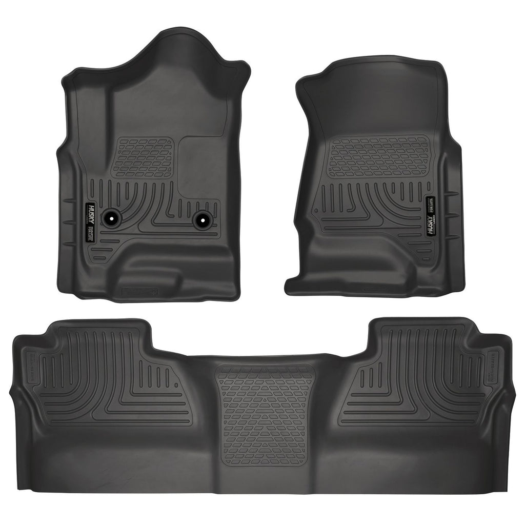 Husky Liners 98231 | Husky Liners Front & 2nd Seat Floor Liners (Footwell Coverage), Fits 14-17 SILVERADO/SIERRA CREW CAB FRONT/2ND SEAT FLOOR LINERS, 2ND ROW ONLY COVERS FOOTWELL BLACK