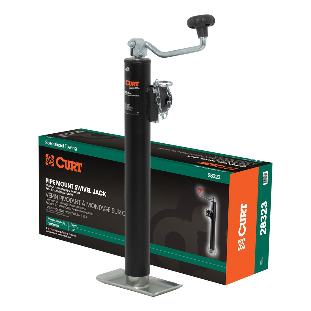 Pipe-Mount Swivel Jack with Top Handle (2000 lbs 15" Travel Packaged)