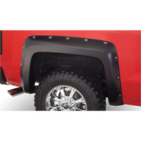 Bushwacker 40120-02 Black Pocket/Rivet Style Smooth Finish Rear Fender Flares for 2014-2018 Chevrolet Silverado 1500; Fits 69.3 In. Bed