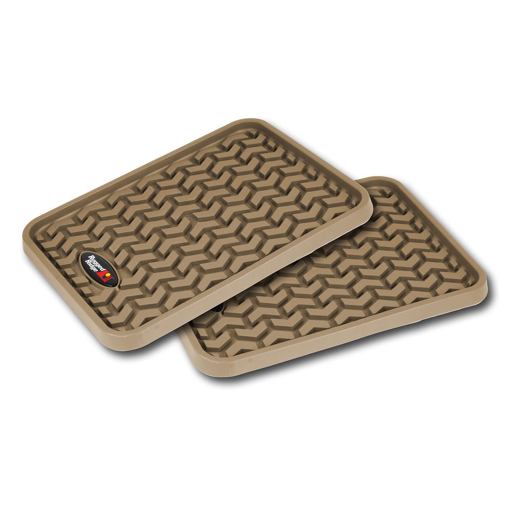 Rugged Ridge 83950.01 | Floor Liners, Rear, Tan, Pair, Universal