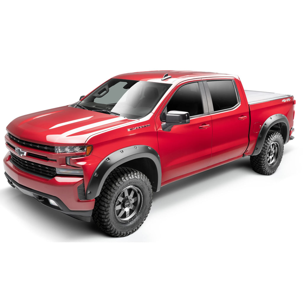 Bushwacker 40927-02 Black Pocket/Rivet Style Smooth Finish 4-Piece Fender Flare Set for 2019-2022 Chevrolet Silverado 1500