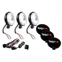 Rugged Ridge 15207.68 | 6 Inch Halogen Light Kit, Black Steel Housings, Set of 3