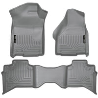 Husky Liners 99012 | Husky Liners Front & 2nd Seat Floor Liners; Front & 2nd Seat Floor Liners, Fits 09-15 RAM 1500 QUAD CAB FRONT & 2ND SEAT WEATHERBEATER FLOOR LINERS GREY