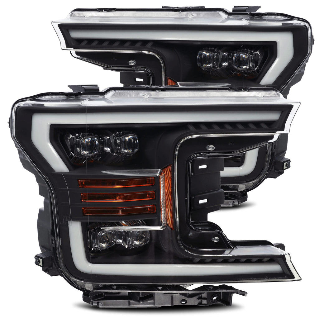 18-20 Ford F150 LED Projector Headlights Plank Style Design Matte Black w/ Activation Sequential Signal