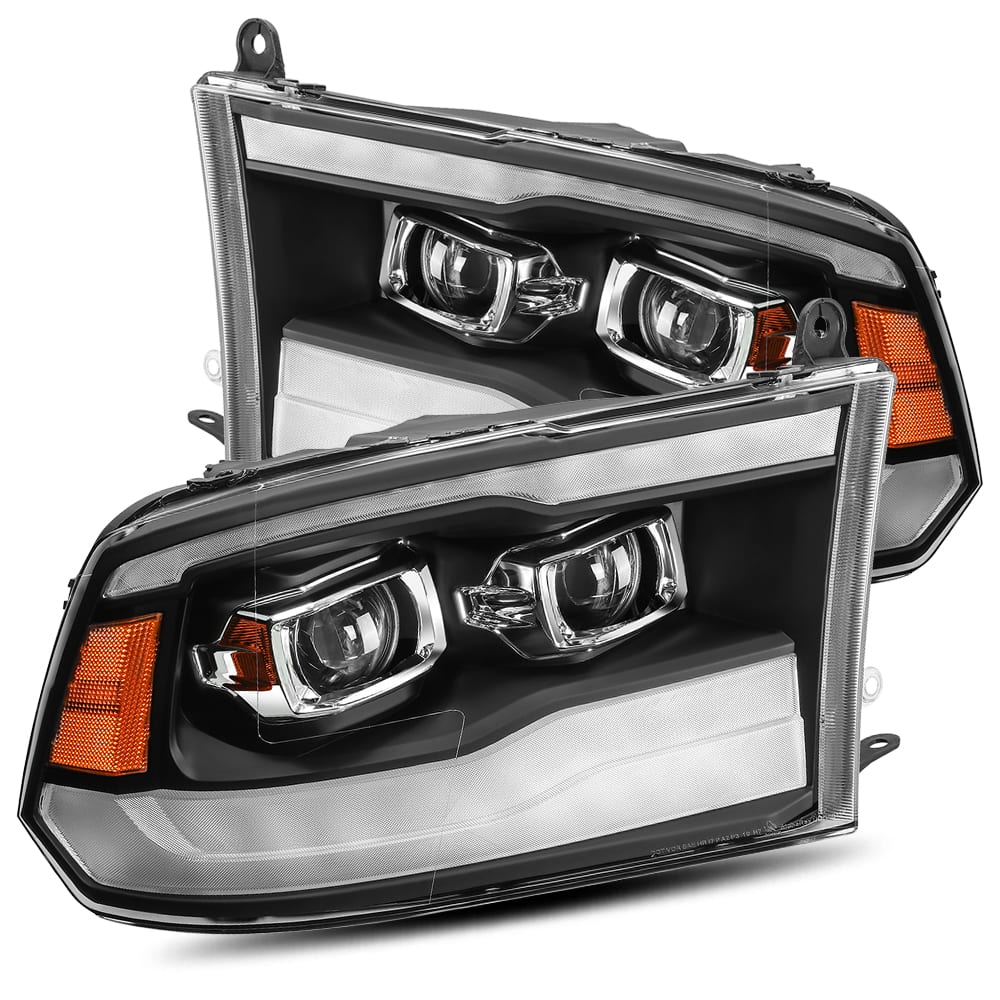 09-18 Ram Truck Projector Headlights Plank Style Design Black w/ Sequential Signal Top/Bottom DRL