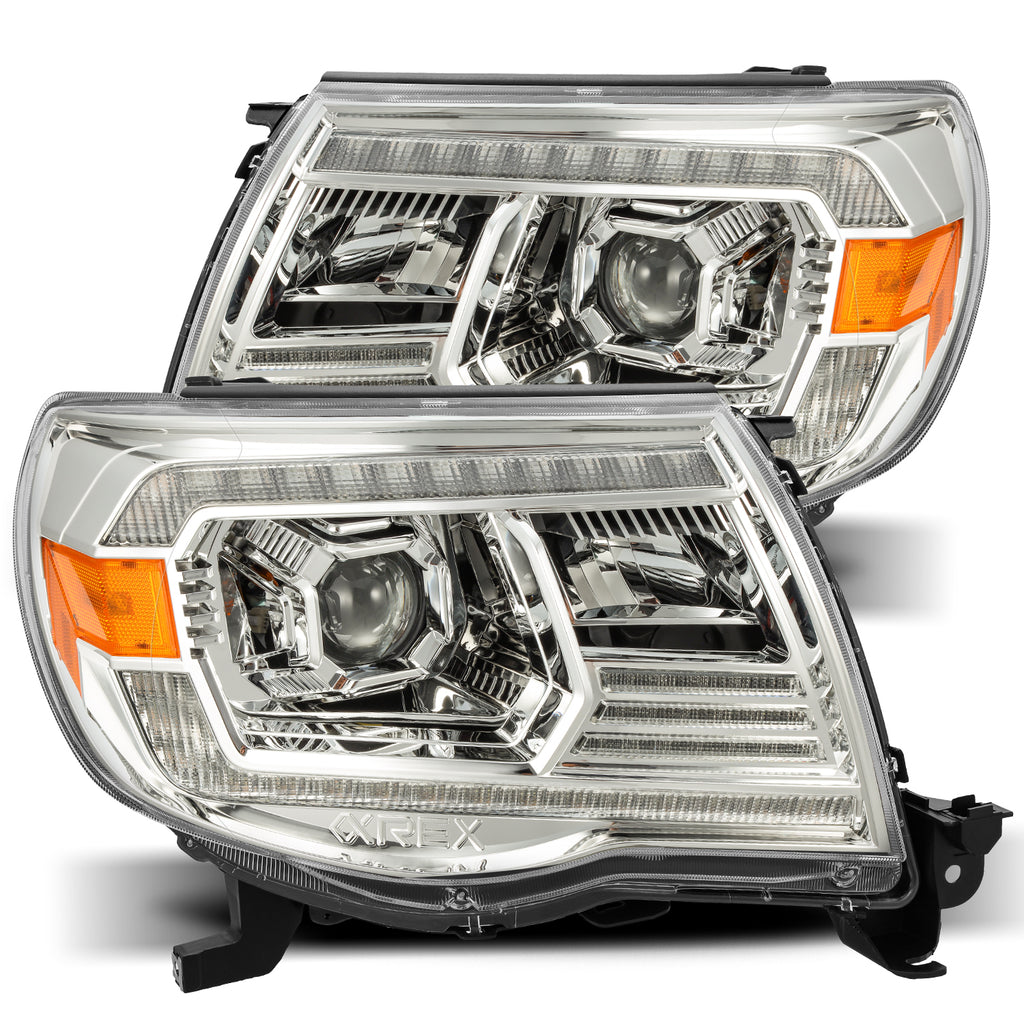 LED Projector Headlights Plank Style Design Chrome