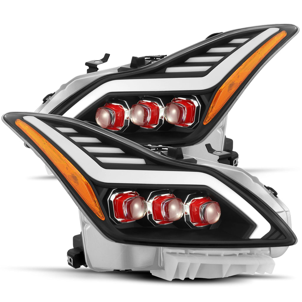 08-13 Infiniti G37/14-15 Q60 Coupe Red LED Projector Headlights Plank Style Design Matte Black w/ Red LED Accent W/ Activation Light and DRL