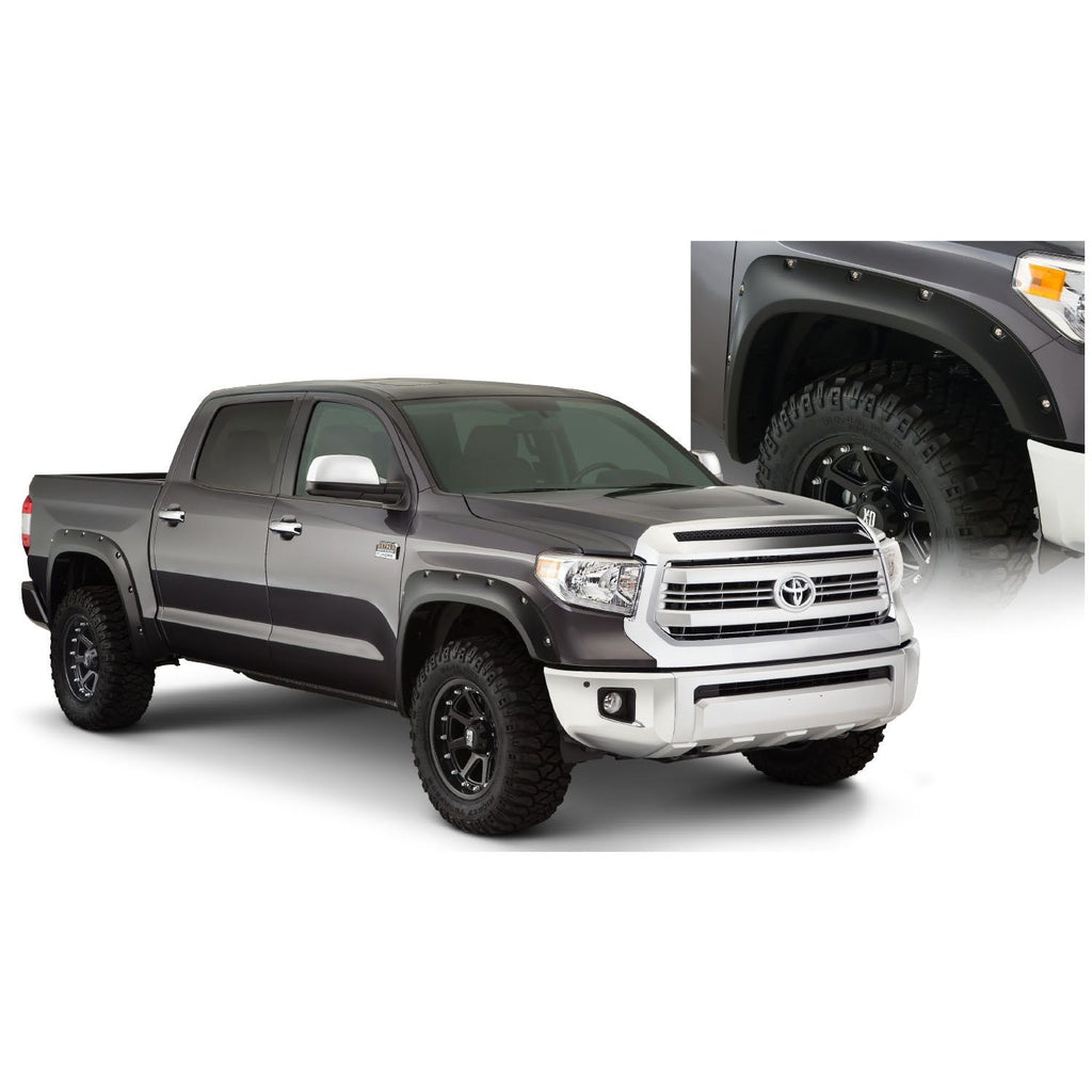 Bushwacker 30918-02 Black Pocket/Rivet Style Smooth Finish 4-Piece Fender Flare Set for 2014-2021 Toyota Tundra