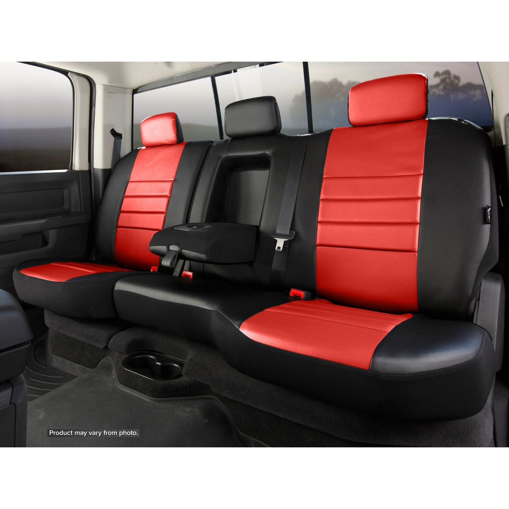 FIA-SL62-92 RED | 14-16 SILVERADO/SIERRA 1500/15-16 GM 2500/3500 SL REAR 60/40 SEAT COVER W/ADJ HEAD & ARMREST RED