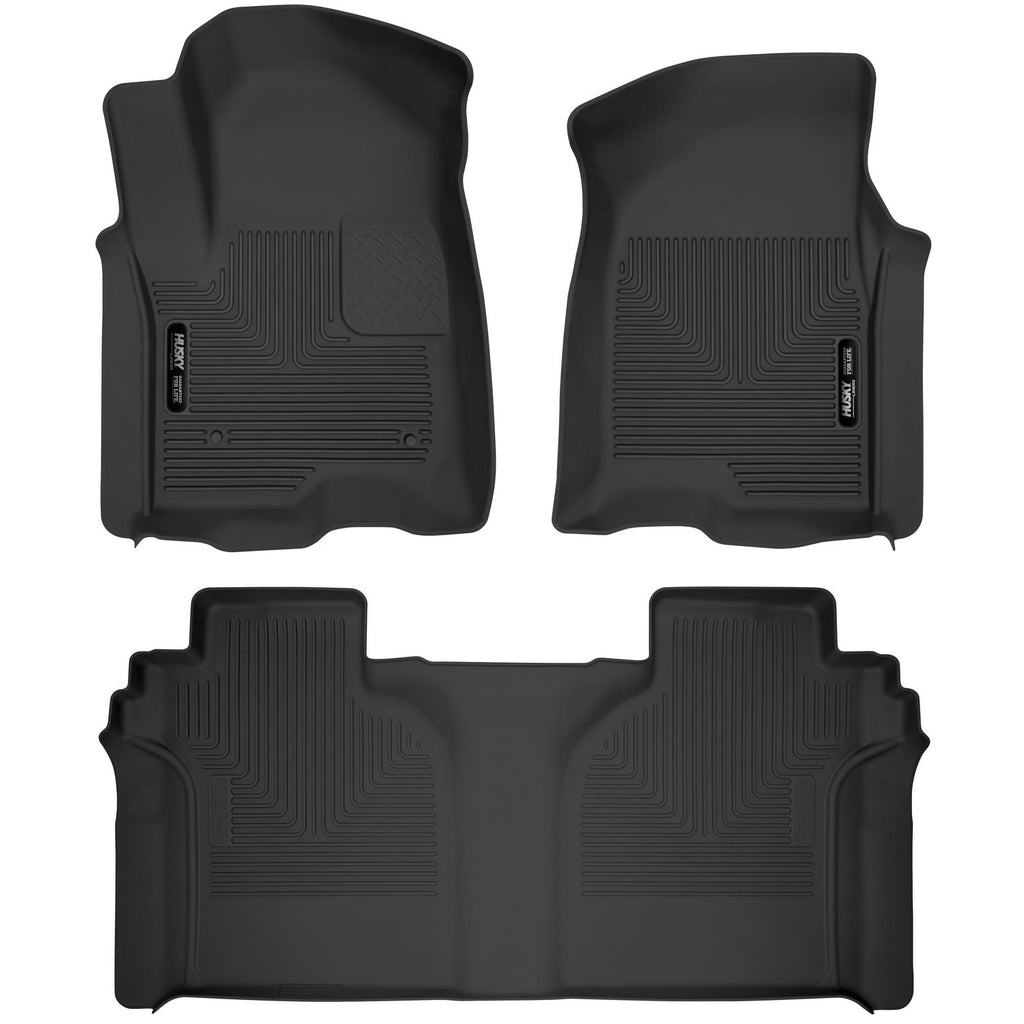 Husky Liners 54208 | Husky Liners Front & 2nd Seat Floor Liners, Fits 19-C SILVERADO/SIERRA 1500 CREW X-ACT CONTOUR SERIES BLACK FRONT & 2ND ROW FLOOR LINERS