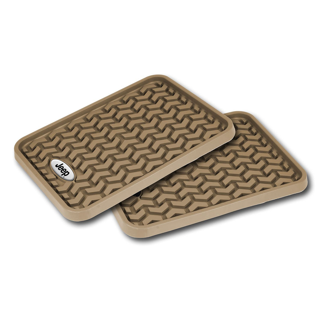 Rugged Ridge DMC-83950.01 | Floor Liners, Rear, Tan, Jeep Logo, Universal