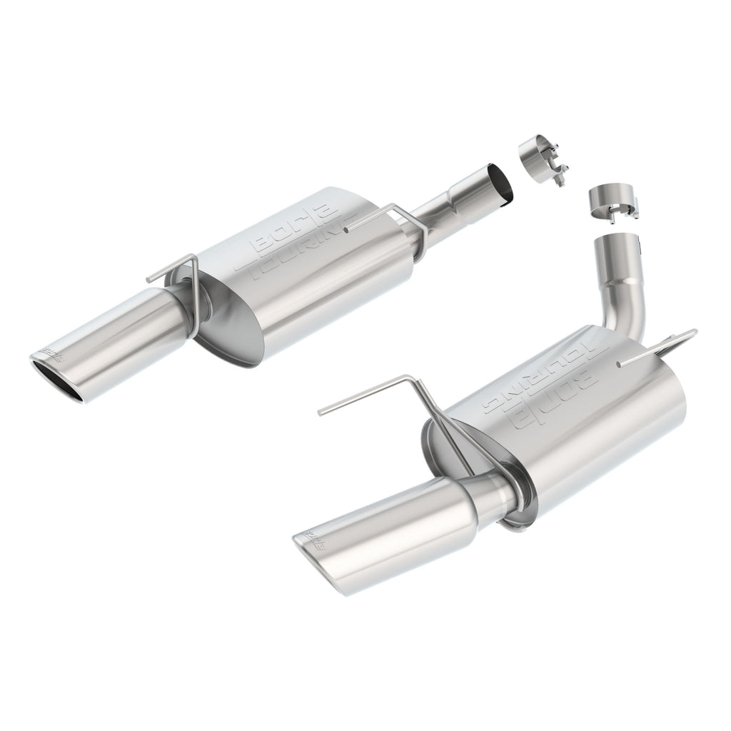 Borla 11752 | Borla Touring Axle-Back Exhaust System for 2005-2009 Ford Mustang GT 4.6L V8/ 2007-2009 Ford Mustang Shelby GT500 5.4L V8 SC Automatic; Manual Transmission; Rear Wheel Drive 2-Door Coupe; Convertible.