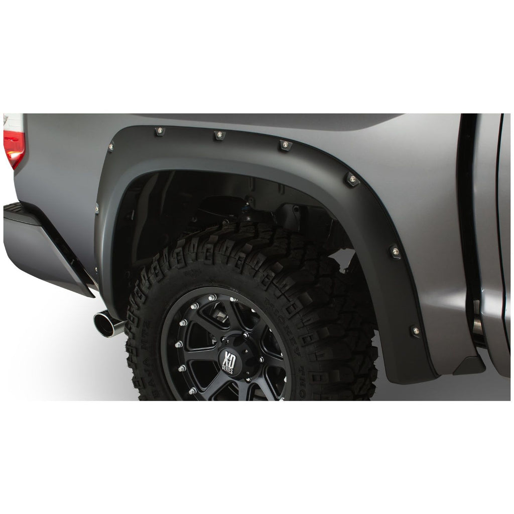 Bushwacker 30040-02 Black Pocket/Rivet Style Smooth Finish Rear Fender Flares for 2014-2021 Toyota Tundra