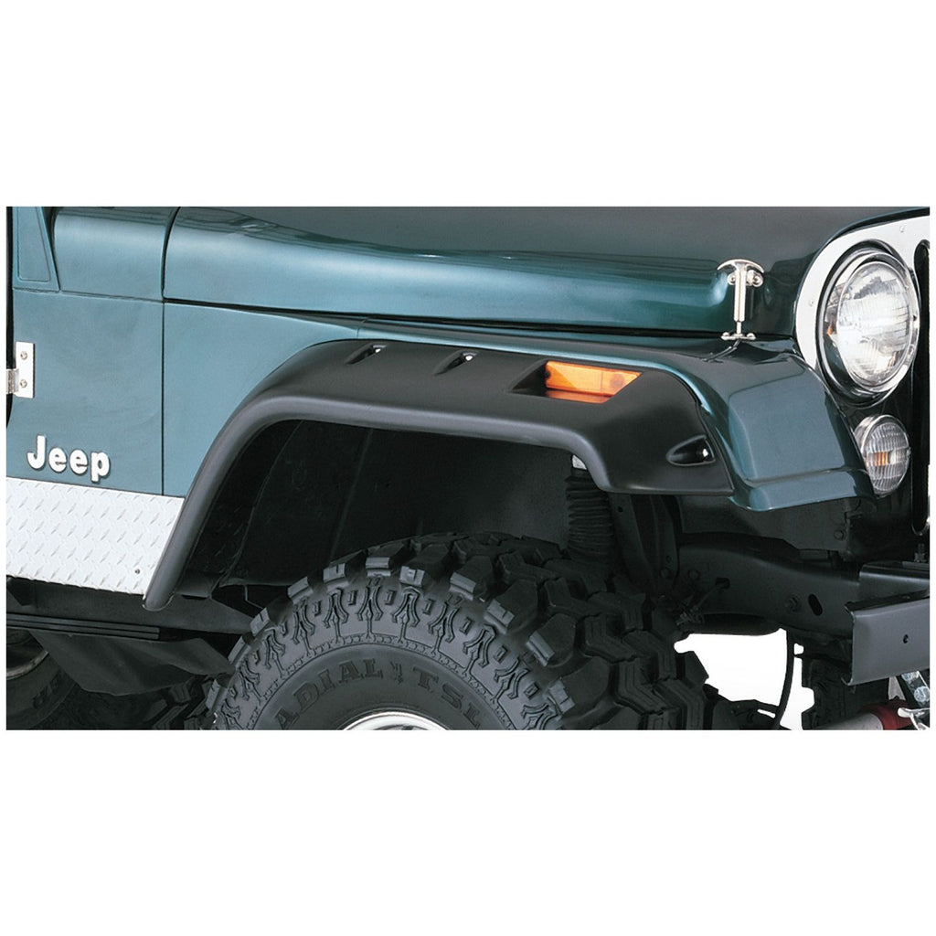 Bushwacker 10059-07 Black Jeep Cutout Style Textured Finish Front Fender Flares for 1956-1986 Jeep CJ5 CJ5A CJ6 CJ6A CJ7 Willys