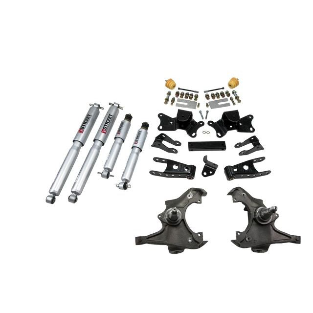 BELLTECH 726SP LOWERING KITS  Front And Rear Complete Kit W/ Street Performance Shocks 1988- Chevrolet Silverado/Sierra C3500 (Ext Cab Dually) 3 in. F/4 in. R drop W/ Street Performance Shocks