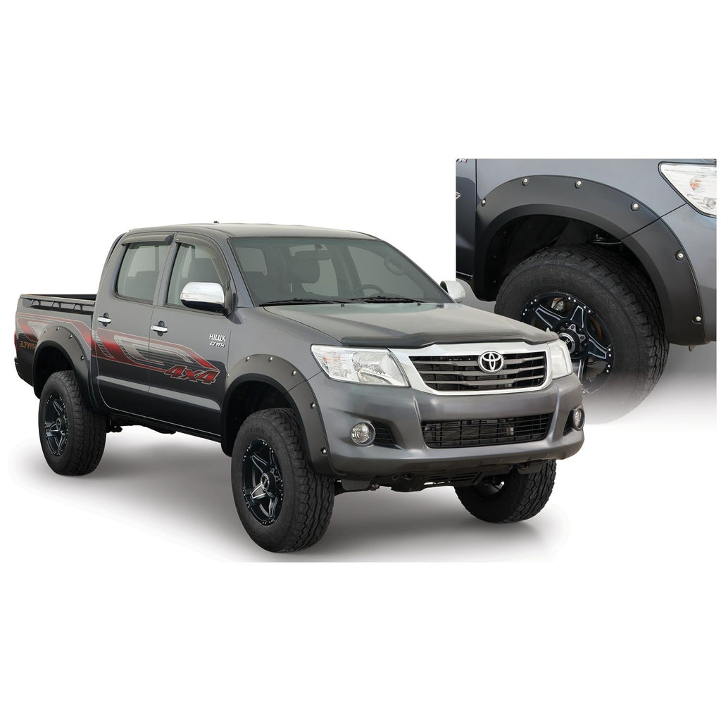Bushwacker 31929-02 Black Pocket/Rivet Style Smooth Finish 4-Piece Fender Flare Set for 2011-2013 Toyota Hilux
