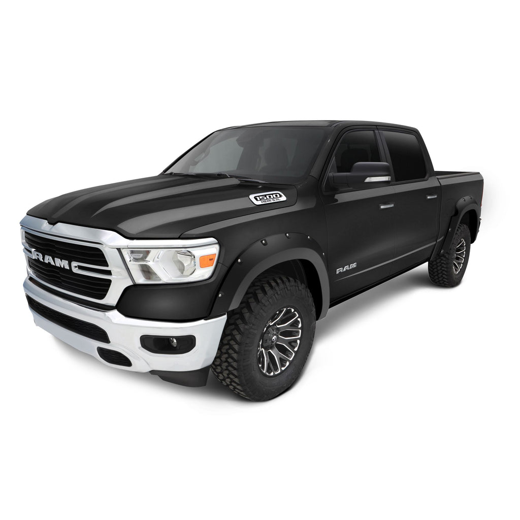 Bushwacker 50924-45 Pocket/Rivet Style Color Matched Dmd Blk Crystal Pearl-Coat 4-Piece Fender Flare Set for 19-22 Ram 1500; Will not fit Rebel and TRX models